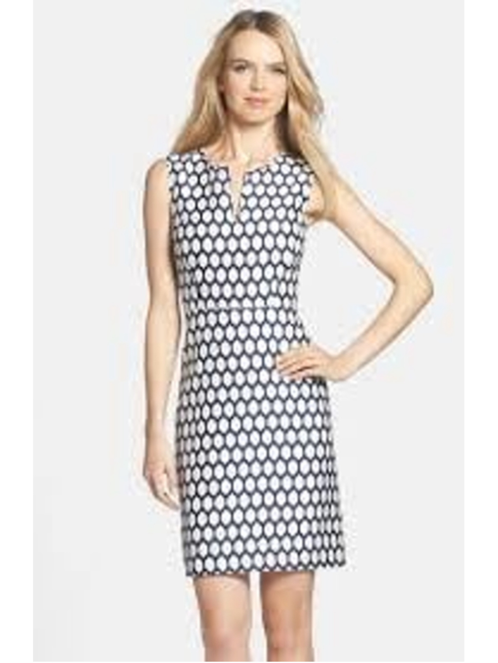 Kate Spade New York Emrick Print Cotton Blend Sheath Dress Navy White
